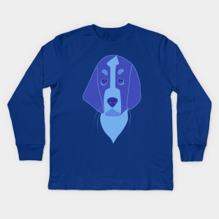 Blue head dog Kids Long Sleeve T-Shirt